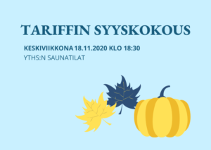 Read more about the article Tariffi ry:n sääntömääräinen syyskokous 18.11.2020